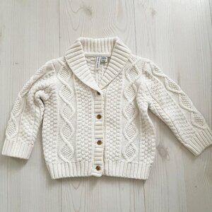 Janie and Jack Baby Boy Cream Button Down Sweater Size 6-12 Months